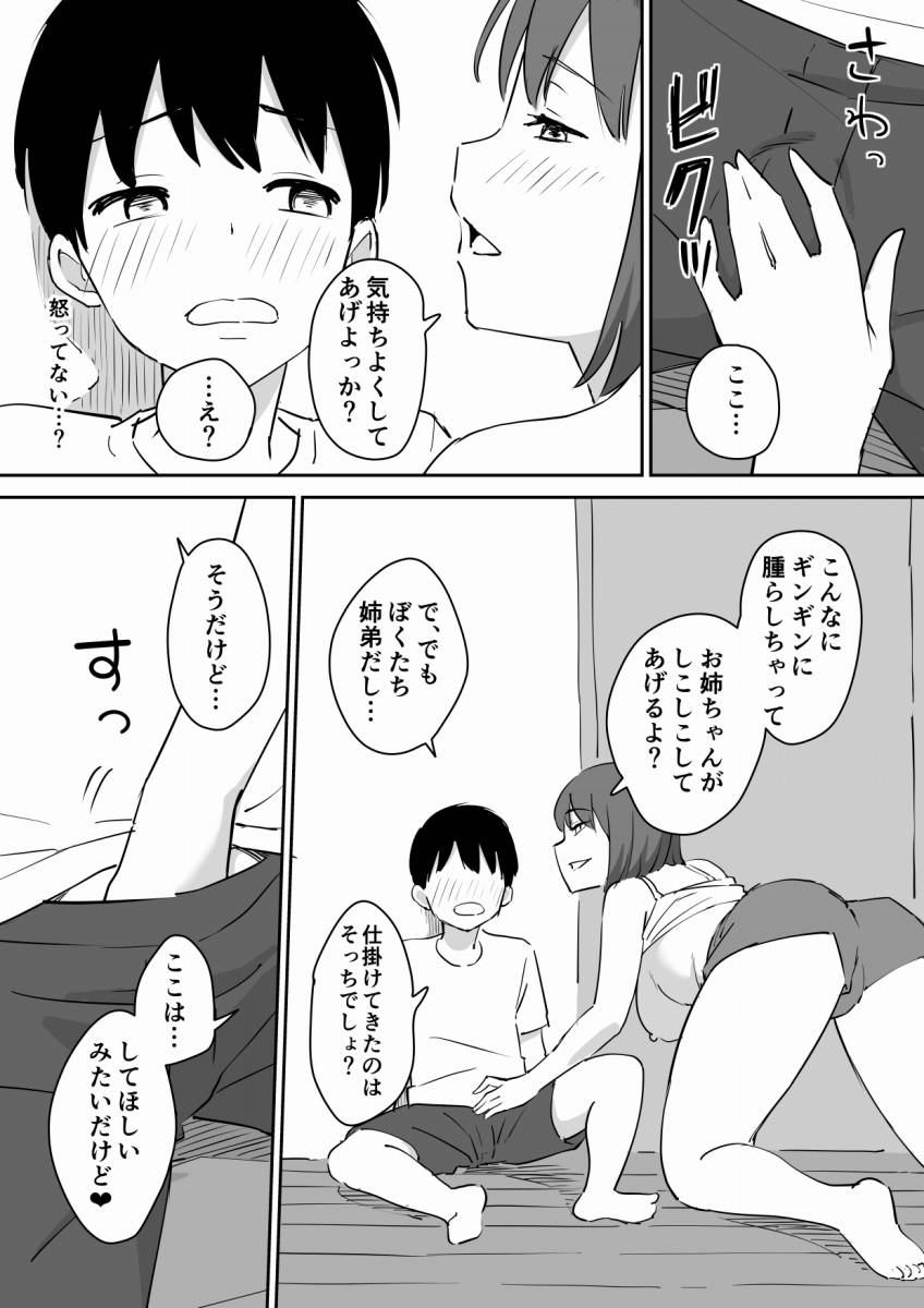 ▲【エロ同人】母ちゃんは料理に夢中、父さんは仕事で家にいない、姉ちゃんは熟睡中…今ならもしかして…「おねショタえっち/たわわなお姉ちゃん」【36枚】 9